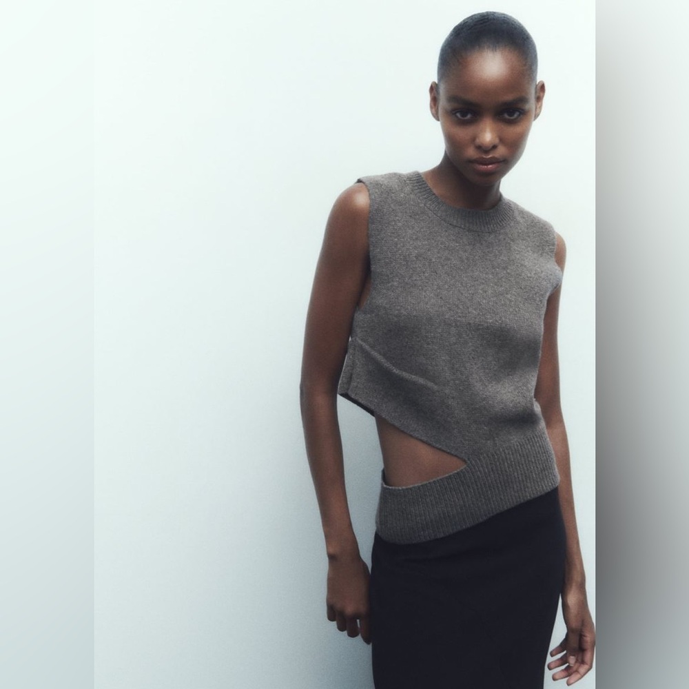 Zara grey cutout vest wool